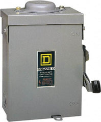 Square D - 30 Amp, 240 V, 2 Pole Fused Safety Switch - NEMA 3R, 3 hp at 240 VAC (Single Phase), 7.5 hp at 240 VAC (Triple Phase), DPST Contact Form - USA Tool & Supply