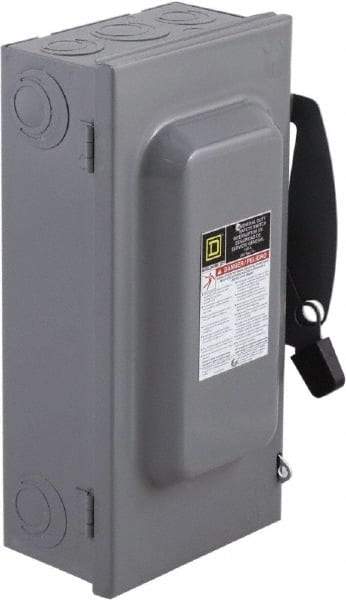 Square D - 100 Amp, 240 V, 3 Pole Nonfused Safety Switch - NEMA 1, 15 hp at 240 VAC (Single Phase), 30 hp at 240 VAC (Triple Phase), 3PST Contact Form - USA Tool & Supply