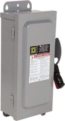 Square D - 30 Amp, 600 VAC/VDC, 3 Pole Fused Safety Switch - NEMA 12 & 3R, 7.5 hp at 480 VAC, 5 hp at 250 VDC (Single Phase), 20 hp at 600 VAC, 10 hp at 600 VDC (Triple Phase) - USA Tool & Supply