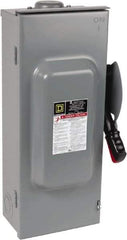 Square D - 100 Amp, 600 VAC/VDC, 3 Pole Fused Safety Switch - NEMA 3R, 30 hp at 480 VAC (Single Phase), 75 hp at 600 VAC, 50 hp at 600 VDC (Triple Phase), 3PST Contact Form - USA Tool & Supply