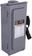 Square D - 30 Amp, 600 VAC/VDC, 3 Pole Fused Safety Switch - NEMA 3R, 7.5 hp at 480 VAC (Single Phase), 20 hp at 600 VAC, 10 hp at 600 VDC (Triple Phase), 3PST Contact Form - USA Tool & Supply