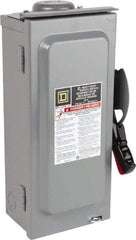 Square D - 60 Amp, 240 VAC, 250 VDC, 3 Pole Fused Safety Switch - NEMA 3R, 10 hp at 240 VAC, 10 hp at 250 VDC (Single Phase), 15 hp at 240 VAC, 10 hp at 250 VDC (Triple Phase), 3PST Contact Form - USA Tool & Supply