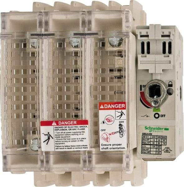Schneider Electric - 3 Pole, 600 Volt, 100 Amp, Pressure Plate Fuse Holder - Compatible with J Class, 149mm Wide Fuse - USA Tool & Supply