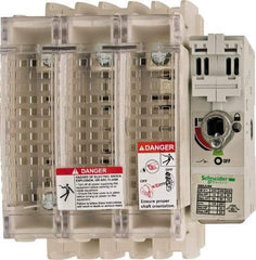 Schneider Electric - 3 Pole, 600 Volt, 100 Amp, Pressure Plate Fuse Holder - Compatible with J Class, 149mm Wide Fuse - USA Tool & Supply