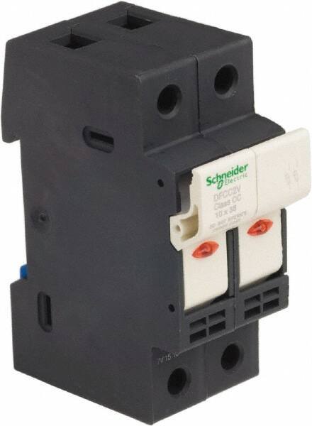Schneider Electric - 2 Pole, 600 Volt, 30 Amp, DIN Rail Mount Fuse Holder - Compatible with CC Class, 35mm Wide Fuse - USA Tool & Supply