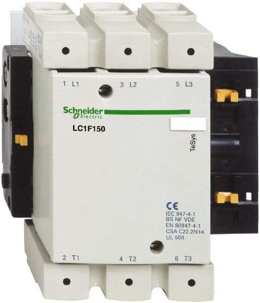 Schneider Electric - 3 Pole, 24 Coil VDC, 250 Amp at 440 VAC, Nonreversible IEC Contactor - Bureau Veritas, CCC, CSA, DNV, EN/IEC 60947-1, EN/IEC 60947-4-1, GL, JEM 1038, LROS, RINA, RMRoS, RoHS Compliant, UL Listed - USA Tool & Supply