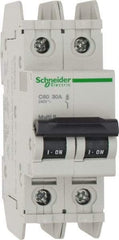 Schneider Electric - 30 Amp, 125 VDC, 240 VAC, 60 VDC, 1 Pole, DIN Rail Mount, Fixed Mount Miniature Circuit Breaker - Thermal Magnetic Trip, Multiple Breaking Capacity Ratings, 73mm Deep x 107mm High x 36mm Wide - USA Tool & Supply