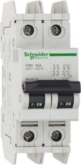 Schneider Electric - 15 Amp, 125 VDC, 240 VAC, 60 VDC, 1 Pole, DIN Rail Mount, Fixed Mount Miniature Circuit Breaker - Thermal Magnetic Trip, Multiple Breaking Capacity Ratings, 73mm Deep x 107mm High x 36mm Wide - USA Tool & Supply