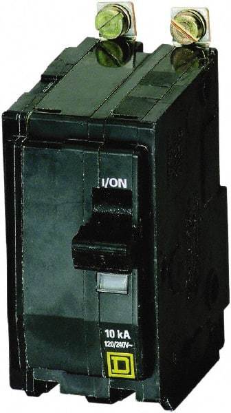 Square D - 15 Amp, 240 VAC, 2 Pole, Bolt On Miniature Circuit Breaker - 14-8 AWG - USA Tool & Supply