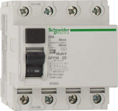 Schneider Electric - 25 Amp, 240 VAC, 277 VAC, 400 VAC, 415 VAC, 4 Pole, Residual Current Device - USA Tool & Supply