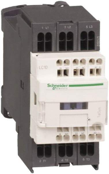 Schneider Electric - 3 Pole, 120 Coil VAC at 50/60 Hz, 12 Amp at 440 VAC and 16 Amp at 440 VAC, Nonreversible IEC Contactor - 1 Phase hp: 1 at 115 VAC, 2 at 230/240 VAC, 3 Phase hp: 10 at 575/600 VAC, 3 at 200/208 VAC, 3 at 230/240 VAC, 7.5 at 460/480 VAC - USA Tool & Supply