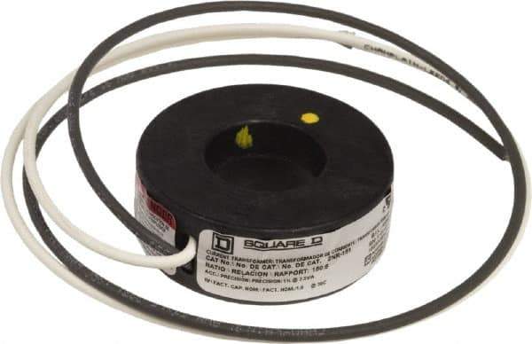 Square D - 150 Amp AC Input, 5 Amp AC Output, Panel Meter Current Transformer - Flying Lead Terminal, For Use with AC Ammeter - USA Tool & Supply