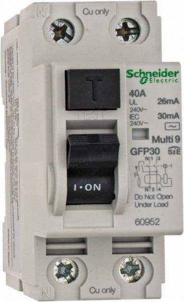 Schneider Electric - 40 Amp, 240 VAC, 2 Pole, Residual Current Device - USA Tool & Supply