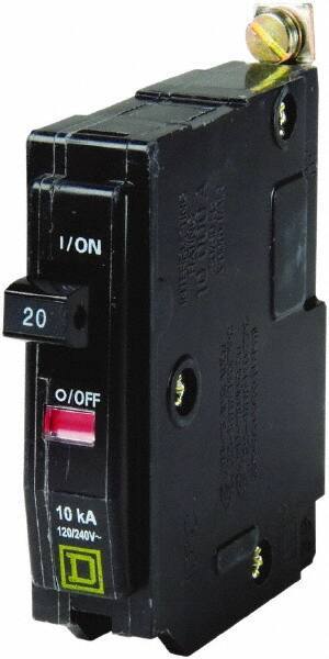 Square D - 20 Amp, 240 VAC, 1 Pole, Bolt On Miniature Circuit Breaker - 14-8 AWG - USA Tool & Supply