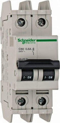 Schneider Electric - 0.50 Amp, 125 VDC, 240 VAC, 60 VDC, 1 Pole, DIN Rail Mount, Fixed Mount Miniature Circuit Breaker - Thermal Magnetic Trip, Multiple Breaking Capacity Ratings, 73mm Deep x 107mm High x 36mm Wide - USA Tool & Supply