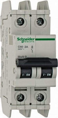 Schneider Electric - 2 Amp, 125 VDC, 240 VAC, 60 VDC, 1 Pole, DIN Rail Mount, Fixed Mount Miniature Circuit Breaker - Thermal Magnetic Trip, Multiple Breaking Capacity Ratings, 73mm Deep x 107mm High x 36mm Wide - USA Tool & Supply