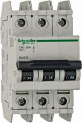 Schneider Electric - 20 Amp, 125 VDC, 240 VAC, 60 VDC, 3 Pole, DIN Rail Mount, Fixed Mount Miniature Circuit Breaker - Thermal Magnetic Trip, Multiple Breaking Capacity Ratings, 73mm Deep x 107mm High x 54mm Wide - USA Tool & Supply