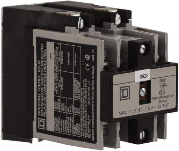 Square D - 4NO, 600 VAC Control Relay - Panel Mount - USA Tool & Supply