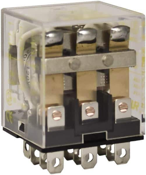 Square D - 1/2 hp at 120 Volt & 3/4 hp at 240 Volt, Electromechanical Plug-in General Purpose Relay - 10 Amp at 250 VAC, 3PDT, 120 VAC at 50/60 Hz - USA Tool & Supply