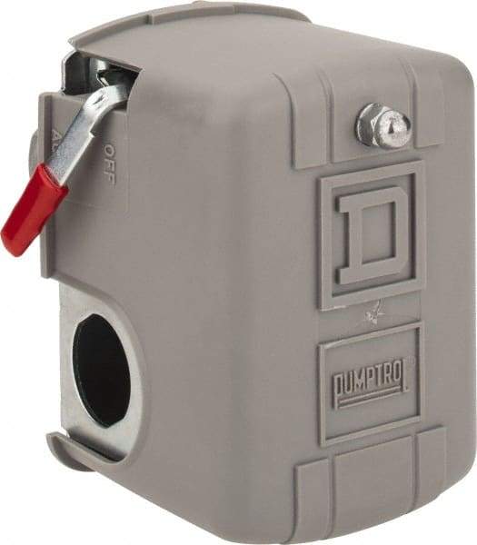 Square D - 1 and 3R NEMA Rated, 100 to 200 psi, Electromechanical Pressure and Level Switch - Fixed Pressure, 575 VAC, L1-T1, L2-T2 Terminal, For Use with Square D Pumptrol - USA Tool & Supply