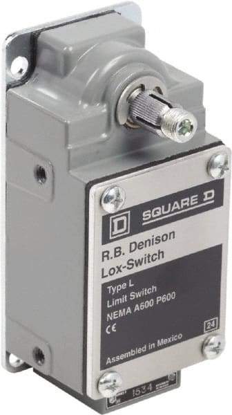 Square D - DPST, 2NC, 600 Volt Screw Terminal, Rotary Spring Return Actuator, General Purpose Limit Switch - 1, 2, 4, 12, 13 NEMA Rating, IP67 IPR Rating - USA Tool & Supply