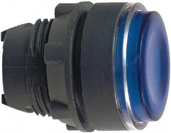 Schneider Electric - 22mm Mount Hole, Flush, Pushbutton Switch Only - Round, Blue Pushbutton, Illuminated, Momentary (MO) - USA Tool & Supply