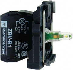 Schneider Electric - 24 VAC/VDC at 50/60 Hz Green Lens LED Indicating Light - Screw Clamp Connector, Electromagnetic Field Resistant, Electrostatic Discharge Resistant, Vibration Resistant - USA Tool & Supply