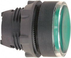 Schneider Electric - 22mm Mount Hole, Flush, Pushbutton Switch Only - Round, Green Pushbutton, Illuminated, Maintained (MA) - USA Tool & Supply