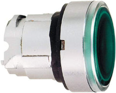 Schneider Electric - 22mm Mount Hole, Flush, Pushbutton Switch Only - Round, Green Pushbutton, Illuminated, Momentary (MO) - USA Tool & Supply