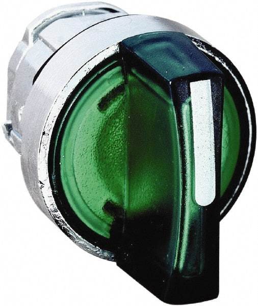 Schneider Electric - 22mm Mount Hole, 2 Position, Handle Operated, Selector Switch - Green, Maintained (MA), Illuminated, Shock, Vibration and Water Resistant - USA Tool & Supply
