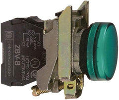 Schneider Electric - 250 V Green Lens Pilot Light - Round Lens, Screw Clamp Connector, 30mm Wide, Vibration Resistant, Water Resistant - USA Tool & Supply