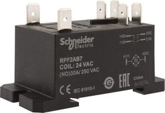 Schneider Electric - 7,500 VA Power Rating, Electromechanical Plug-in General Purpose Relay - 20 Amp at 28 VDC, 25 at 28 VDC, 30 at 250/277 VAC, 2NO, 24 VAC - USA Tool & Supply