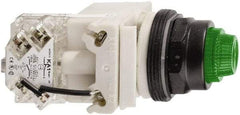 Schneider Electric - 120 V Green Lens LED Press-to-Test Indicating Light - Octagonal Lens, Screw Clamp Connector, Vibration Resistant - USA Tool & Supply