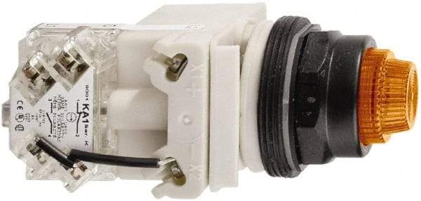 Schneider Electric - 120 V Orange Lens LED Press-to-Test Indicating Light - Octagonal Lens, Screw Clamp Connector, Vibration Resistant - USA Tool & Supply