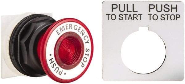 Schneider Electric - 30mm Mount Hole, Extended Straight, Pushbutton Switch Only - Red Pushbutton, Maintained (MA) - USA Tool & Supply