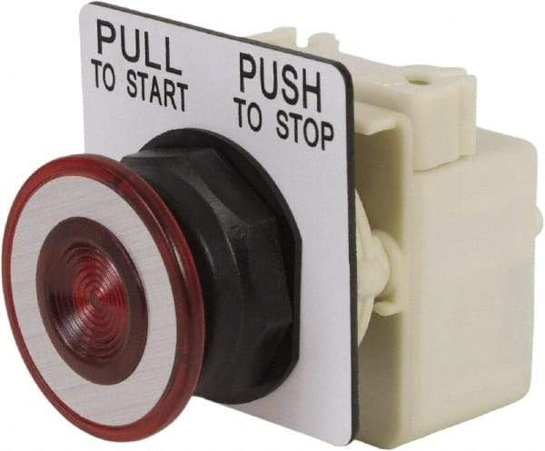 Schneider Electric - 30mm Mount Hole, Extended Straight, Pushbutton Switch Only - Red Pushbutton, Maintained (MA) - USA Tool & Supply