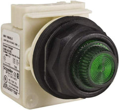 Schneider Electric - 120 V Green Lens LED Indicating Light - Round Lens, Screw Clamp Connector, Corrosion Resistant, Dust Resistant, Oil Resistant - USA Tool & Supply
