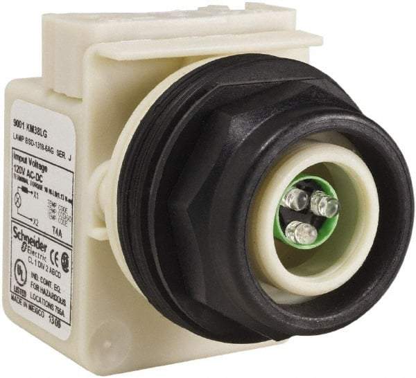 Schneider Electric - 120 V LED Indicating Light - Round Lens, Screw Clamp Connector, Corrosion Resistant, Dust Resistant, Oil Resistant - USA Tool & Supply