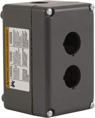 Schneider Electric - 2 Hole, 30mm Hole Diameter, Aluminum Pushbutton Switch Enclosure - 1, 3, 4, 6, 12, 13 NEMA Rated - USA Tool & Supply