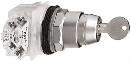 Schneider Electric - 30mm Mount Hole, 2 Position, Key Operated, Selector Switch Only - Maintained (MA), without Contact Blocks, Shock and Vibration Resistant - USA Tool & Supply