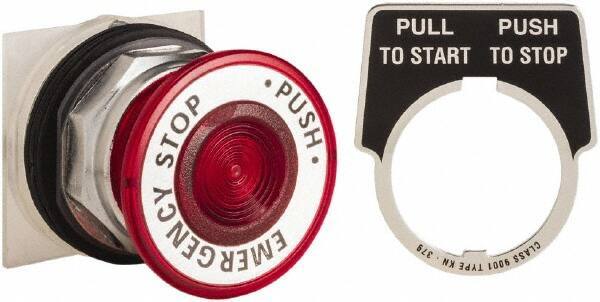 Schneider Electric - 30mm Mount Hole, Extended Straight, Pushbutton Switch Only - Round, Red Pushbutton, Maintained (MA), Weatherproof, Dust and Oil Resistant - USA Tool & Supply