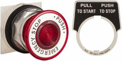 Schneider Electric - 30mm Mount Hole, Extended Straight, Pushbutton Switch Only - Round, Red Pushbutton, Maintained (MA), Weatherproof, Dust and Oil Resistant - USA Tool & Supply