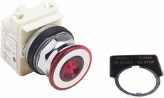 Schneider Electric - 30mm Mount Hole, Extended Straight, Pushbutton Switch Only - Red Pushbutton, Maintained (MA) - USA Tool & Supply