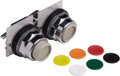 Schneider Electric - 30mm Mount Hole, Extended Straight, Pushbutton Switch Only - Round, Black, Green, Orange, Red, White and Yellow Pushbutton, Maintained (MA), Weatherproof, Dust and Oil Resistant - USA Tool & Supply