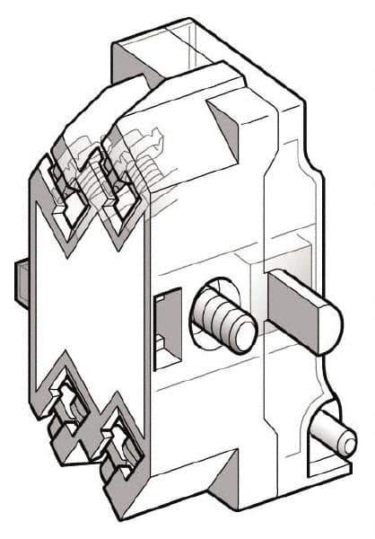 Schneider Electric - Multiple Amp Levels, Electrical Switch Contact Block - 125 VDC at 0.55 Amp and 240 VAC at 3 Amp, Screw Terminal, For Use with Harmony 9001K - USA Tool & Supply