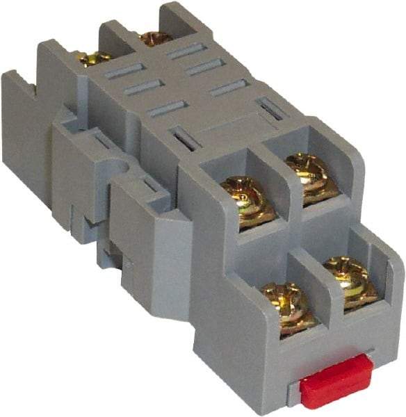 Square D - 8 Pins, 300 VAC, 10 Amp, Spade Relay Socket - DIN Rail Mount, Panel Mount, Screw Clamp Terminal - USA Tool & Supply