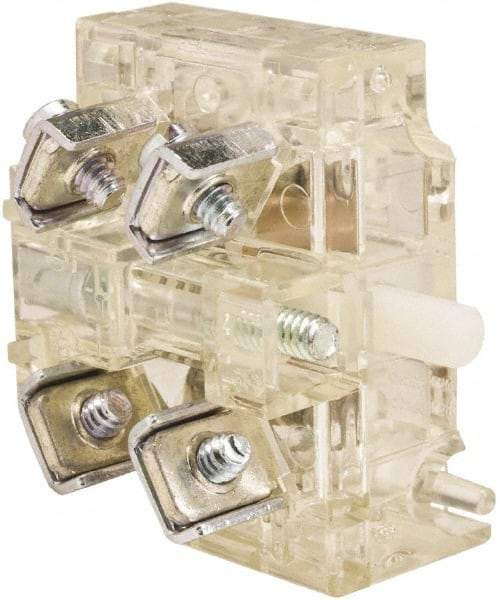 Schneider Electric - NO/NC, 10 Amp, Electrical Switch Contact Block - 600 Volt, Screw and Solder Terminal, 30mm Hole - USA Tool & Supply