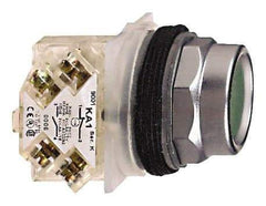 Schneider Electric - 30mm Mount Hole, Recessed, Pushbutton Switch with Contact Block - Octagon, Green Pushbutton, Momentary (MO) - USA Tool & Supply