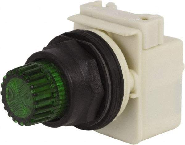 Schneider Electric - 30mm Mount Hole, Extended Straight, Pushbutton Switch Only - Green Pushbutton, Momentary (MO) - USA Tool & Supply