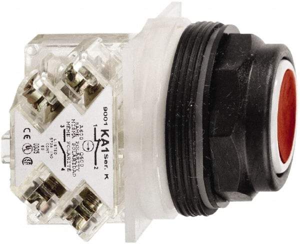 Schneider Electric - 30mm Mount Hole, Flush, Pushbutton Switch with Contact Block - Octagon, Multicolor Pushbutton, Momentary (MO) - USA Tool & Supply